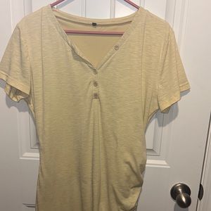 Casual V Neck Short Sleeve Ruched Bodycon T Shirt Short Mini with Buttons